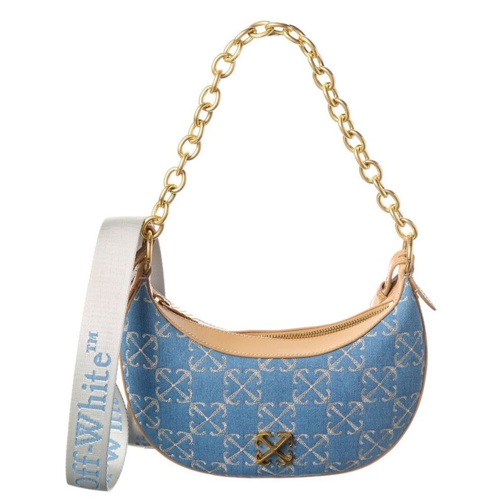 Off-White™ Hemisphere Denim & Leather Shoulder Bag, Blue